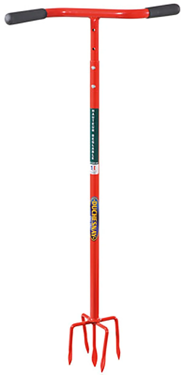 Griffe rotative de jardin à 2 poignées réglables (90-110 cm), acier laqué