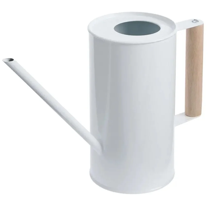 Zink-Giesskanne mit Holzgriff, 1.3 Liter, weiss