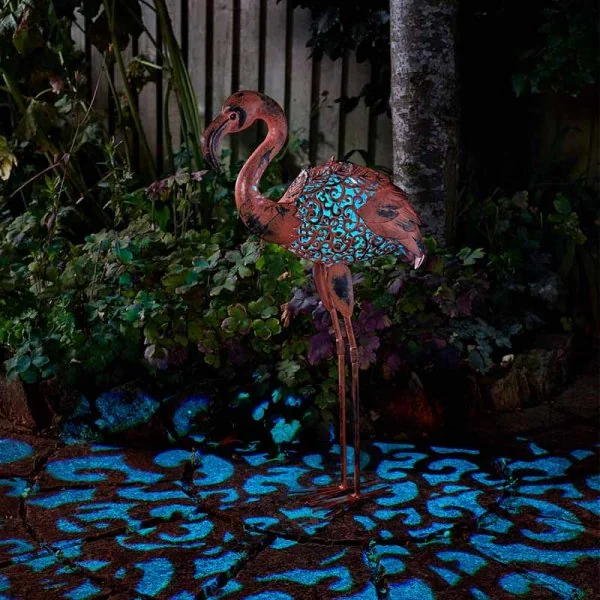 Lampe solaire silhouette Flamant rose