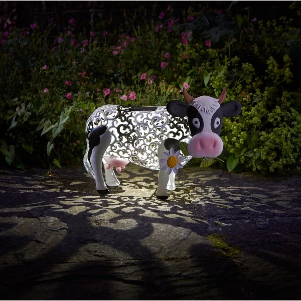 Vache silhouette solaire Daisy en métal