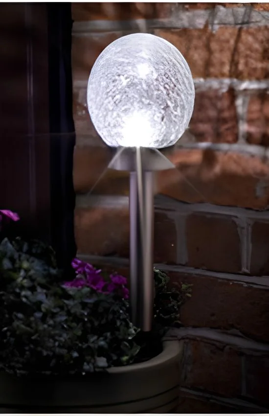 Balise solaire Aurora à globe craquelé, 5 lumens