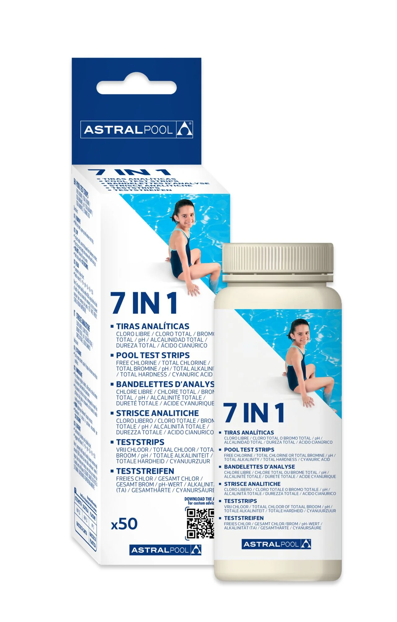 Bandelettes d'analyse 7-en-1 AstralPool - 50 bandelettes