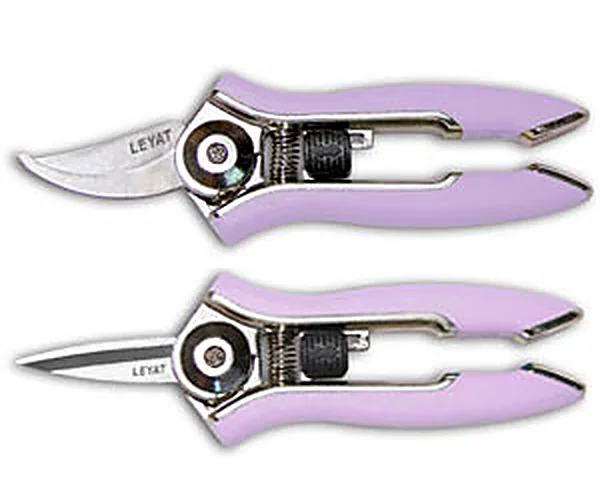 Set de 2 cisailles LEYAT Happy Line (lame courbe + lame droite), lilas