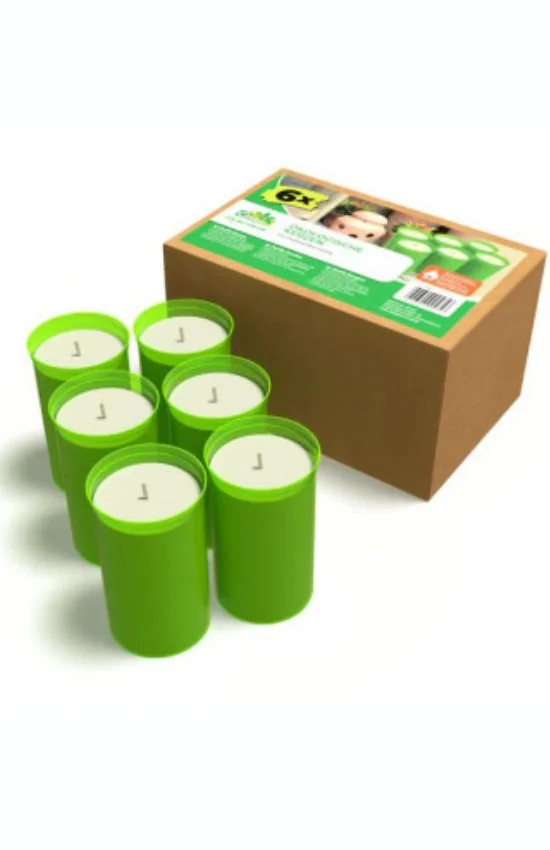 Bio Green Bougies FireFly en biomasse REWAX, lot de 6