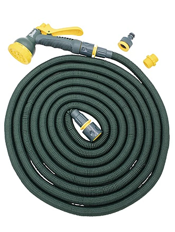 Tuyau d'arrosage extensible 5 m (env. 16,5 m déployé), avec pistolet 8 fonctions