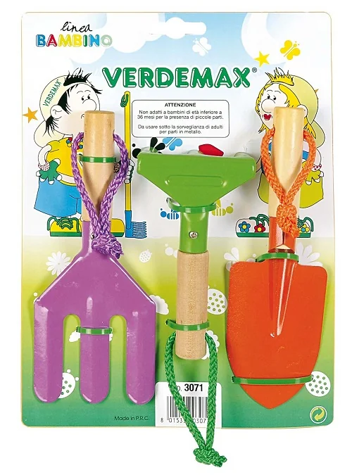 Set de 3 outils pour enfants Verdemax Junior (pelle, râteau, fourche)