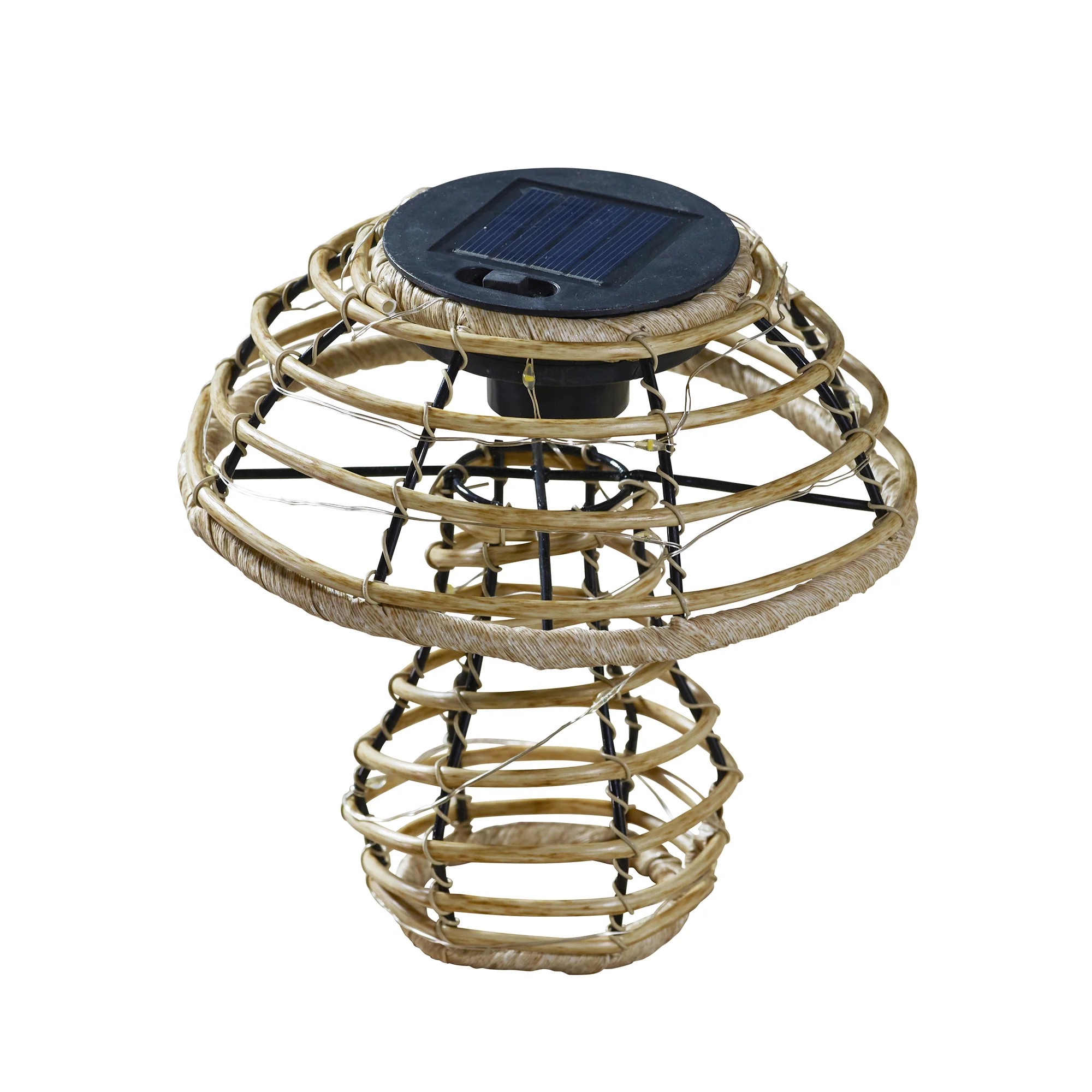 Lampe solaire GlowCap, champignon aspect rotin
