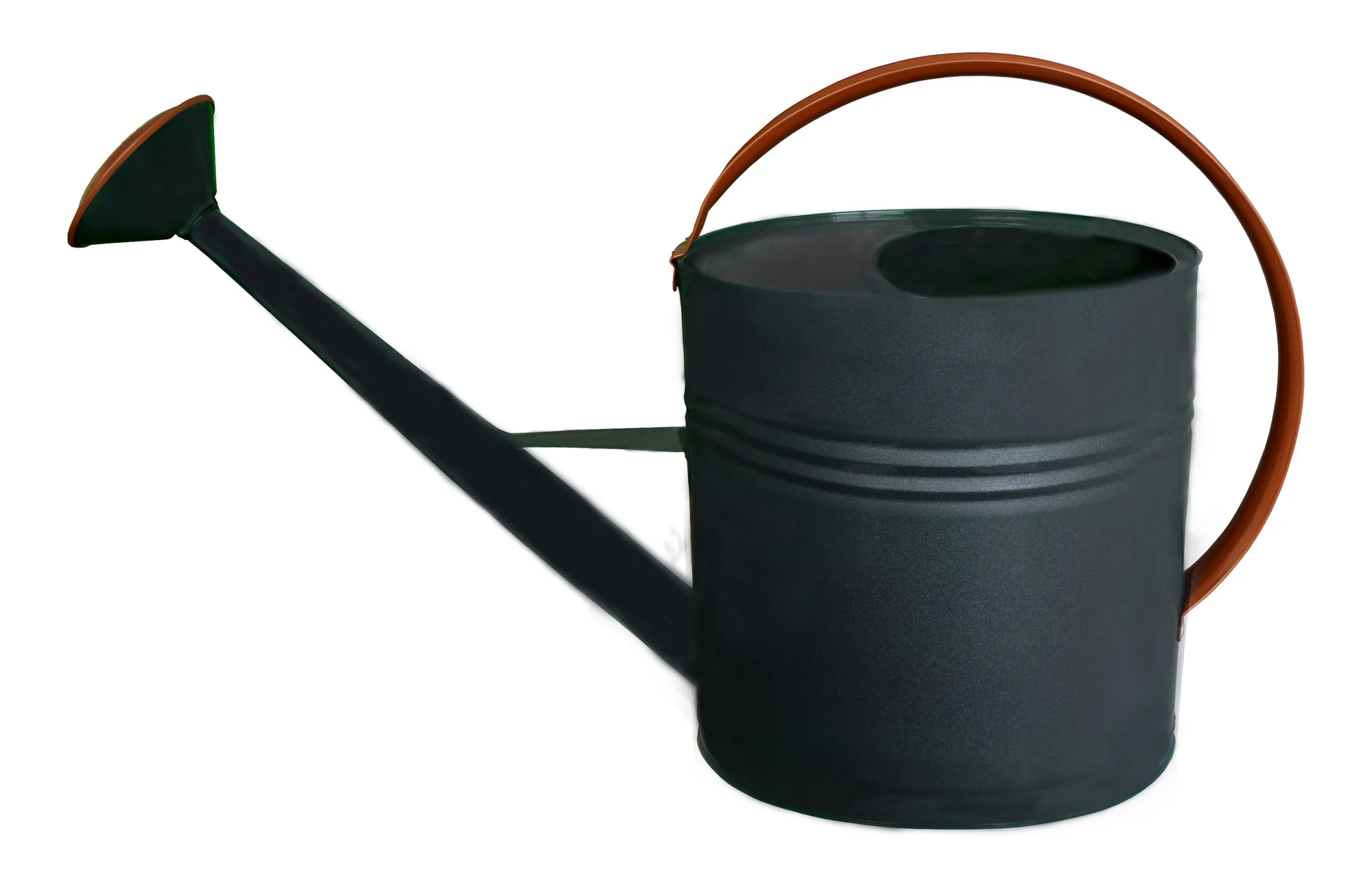 Zink-Giesskanne oval schwarz matt mit braunem Henkel, 5 Liter