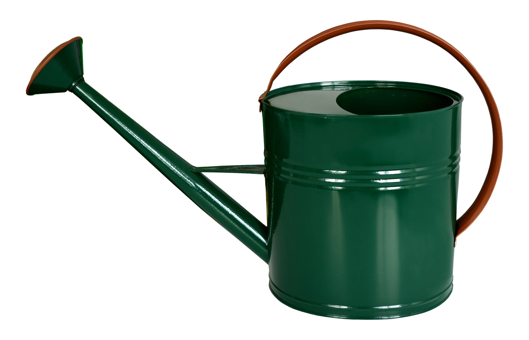 Zink-Giesskanne oval grün mit braunem Henkel, 5 Liter