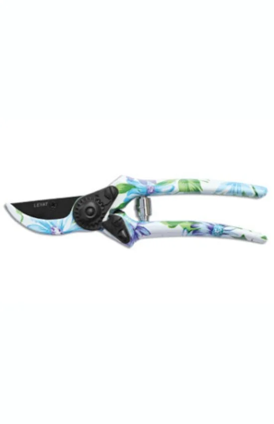 Sécateur LEYAT Crazy Line CL2-FL1, motif fleurs blanches/bleues