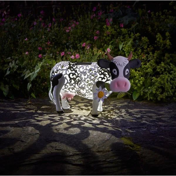Vache silhouette solaire Daisy en métal