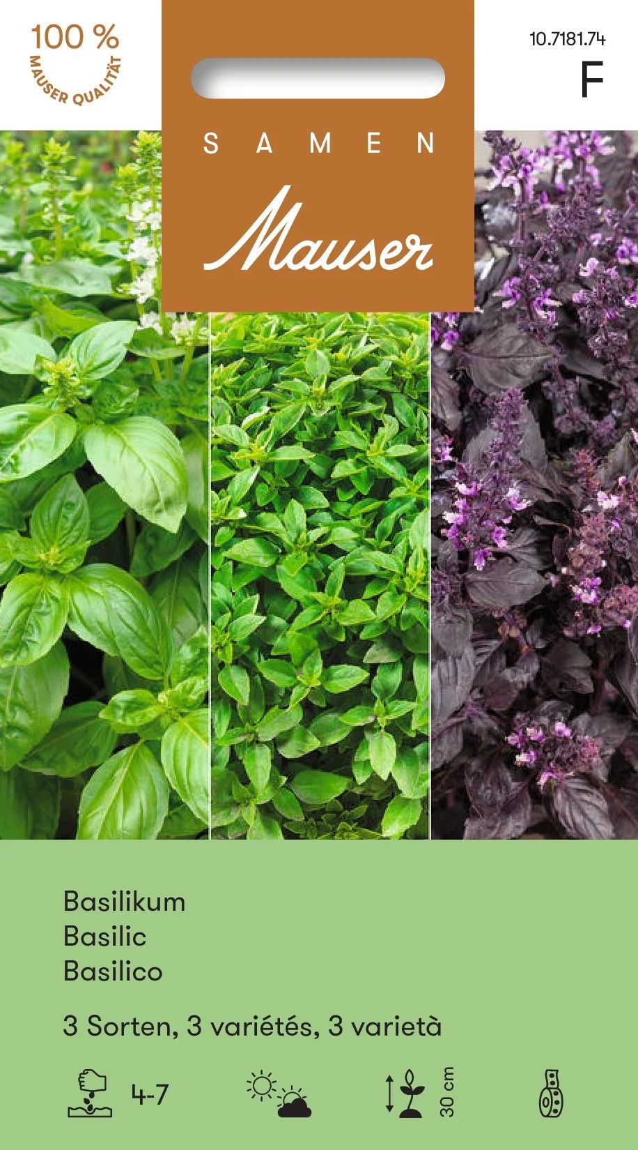 Basilic 3 variétés, ruban de semis
