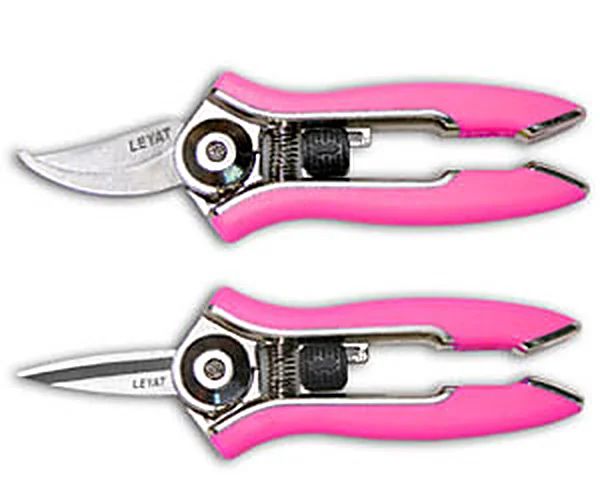 Set de 2 cisailles LEYAT Happy Line (lame courbe + lame droite), rose