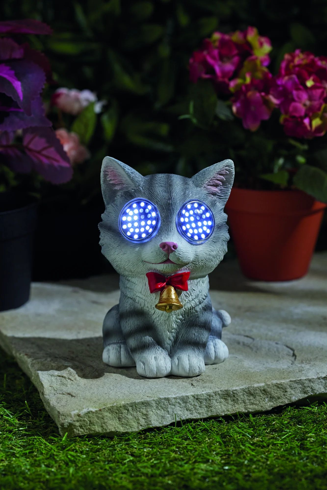 Solarfigur Katze mit blinkenden Augen