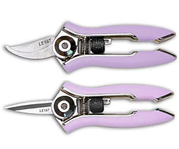 Set de 2 cisailles LEYAT Happy Line (lame courbe + lame droite), lilas