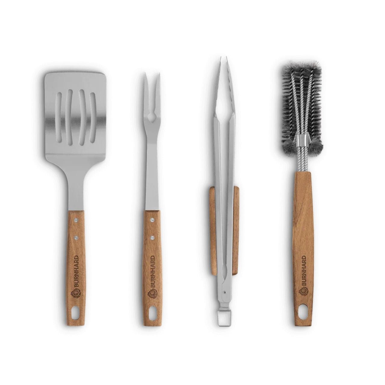 Ustensiles de barbecue en bois d'acacia - lot de 4