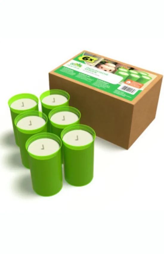Bio Green Bougies FireFly en biomasse REWAX, lot de 6