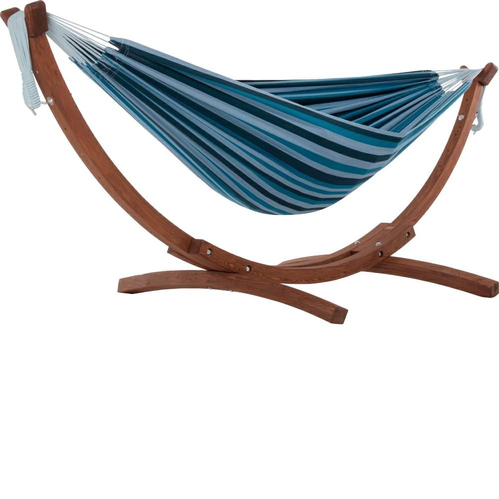 Hamac Brésilien 2 places avec support en bois - Blue Lagoon