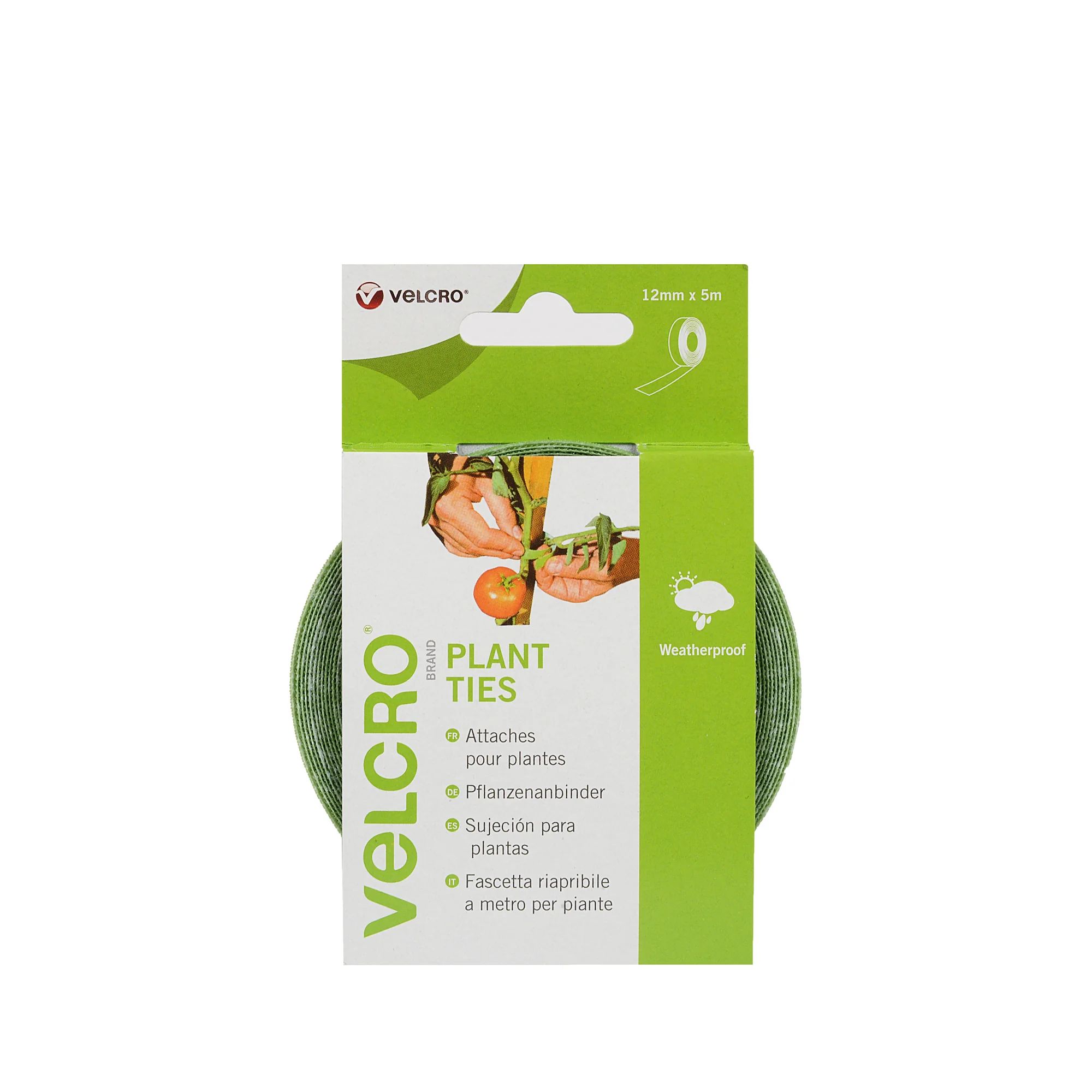 Lien pour plantes auto-agrippant à découper, vert, 12 mm × 5 m