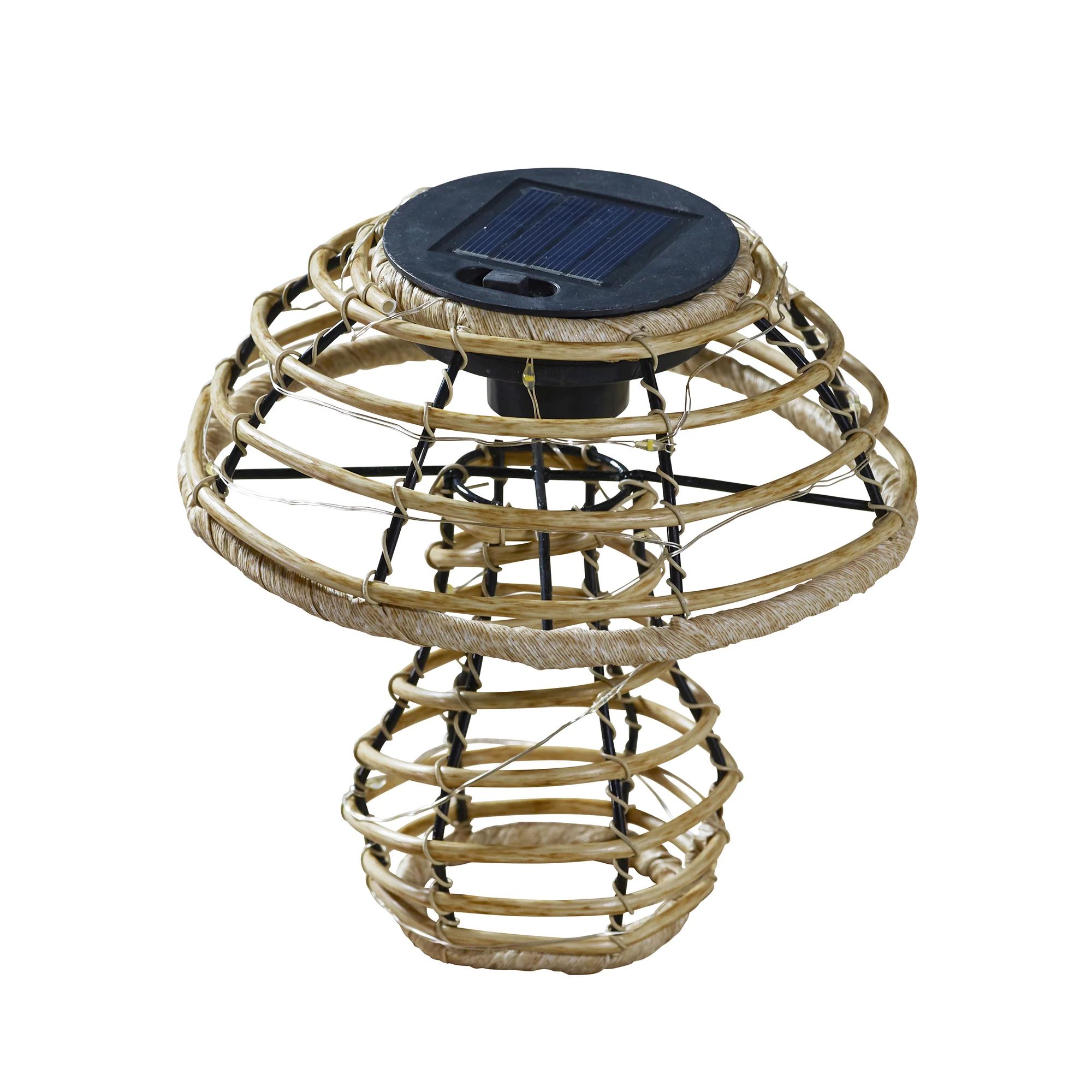 Lampe solaire GlowCap, champignon aspect rotin