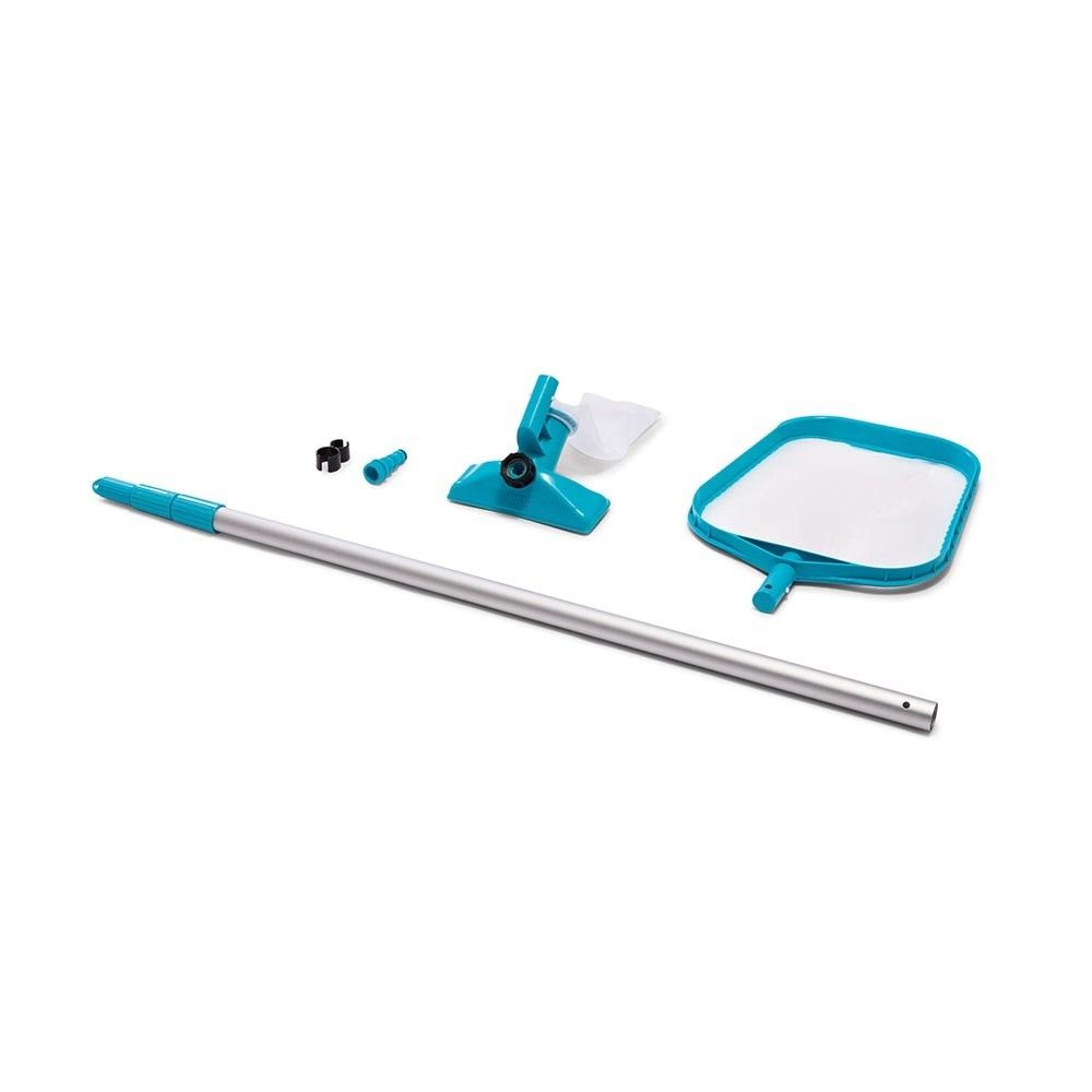 Kit d'entretien pour piscine avec manche téléscopique