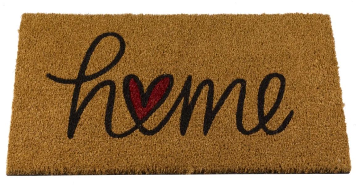 Fussmatte Kokos Home Is Where The Heart Is, 75 × 45 cm
