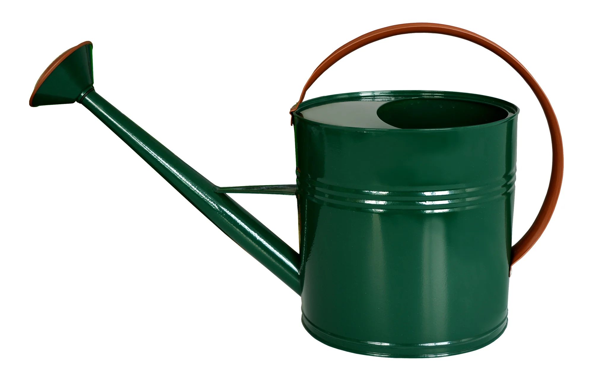 Zink-Giesskanne oval grün mit braunem Henkel, 5 Liter