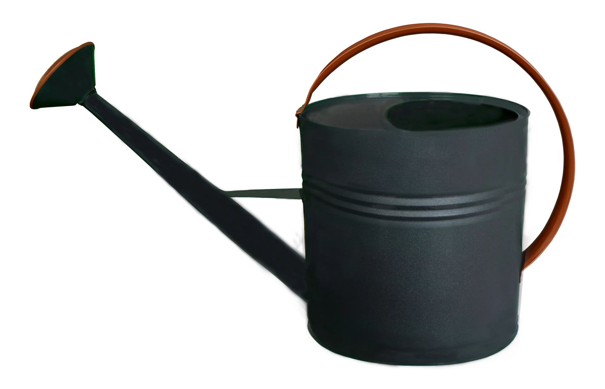 Zink-Giesskanne oval schwarz matt mit braunem Henkel, 10 Liter