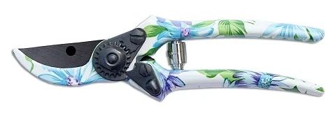 Sécateur LEYAT Crazy Line CL2-FL1, motif fleurs blanches/bleues